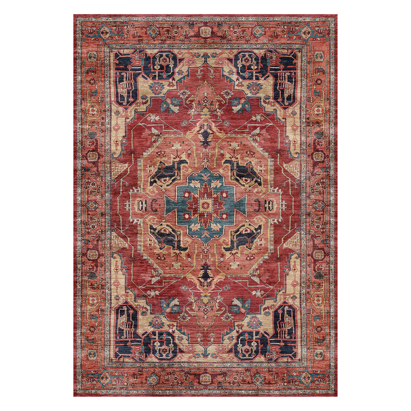 Medium Rug Chenille Red Cotton Traditional Living Room (L)170cm x (W)120cm - Image 1