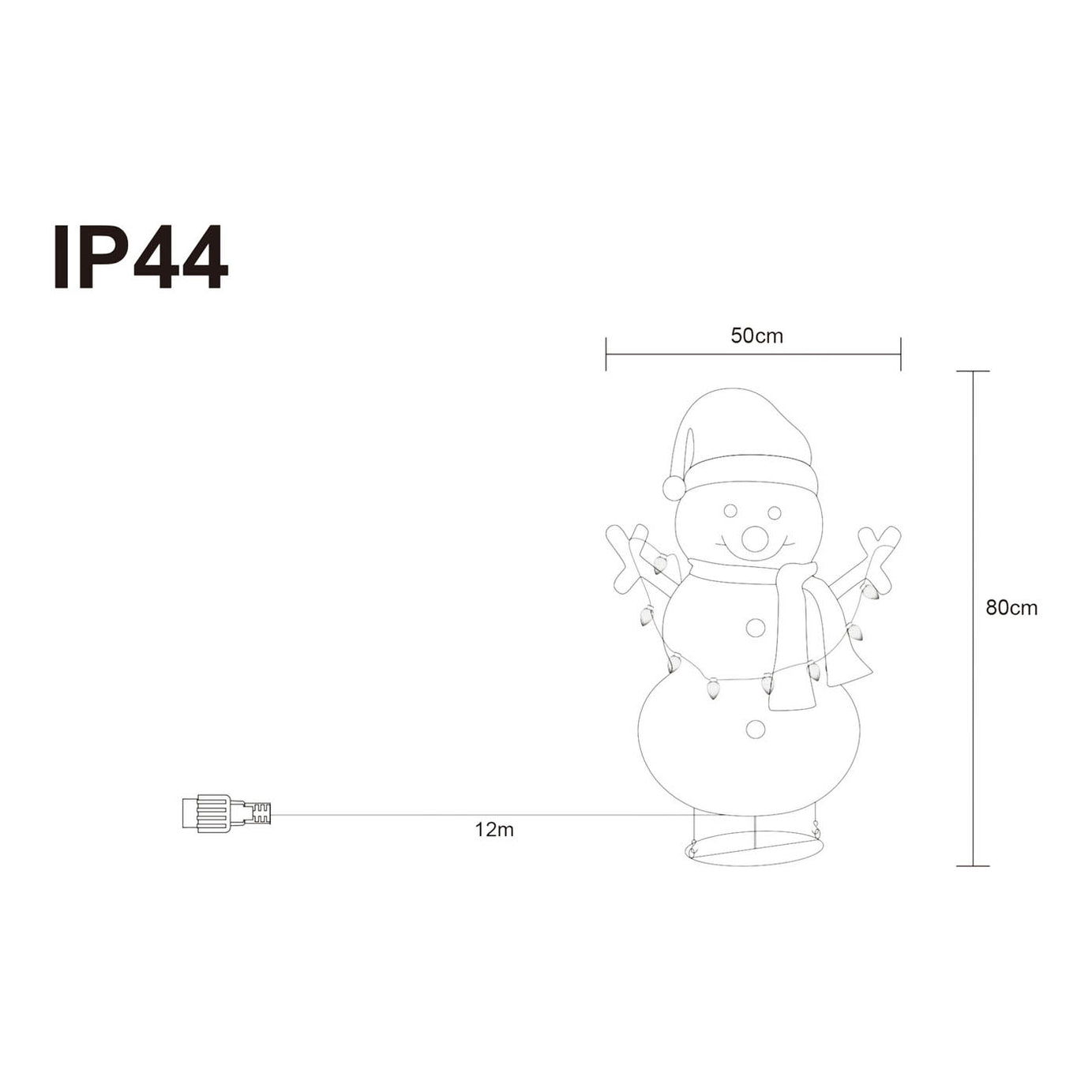 041 LED Christmas Snowman Silhouette Ice White Freestanding Decoration (H)80cm - Image 2