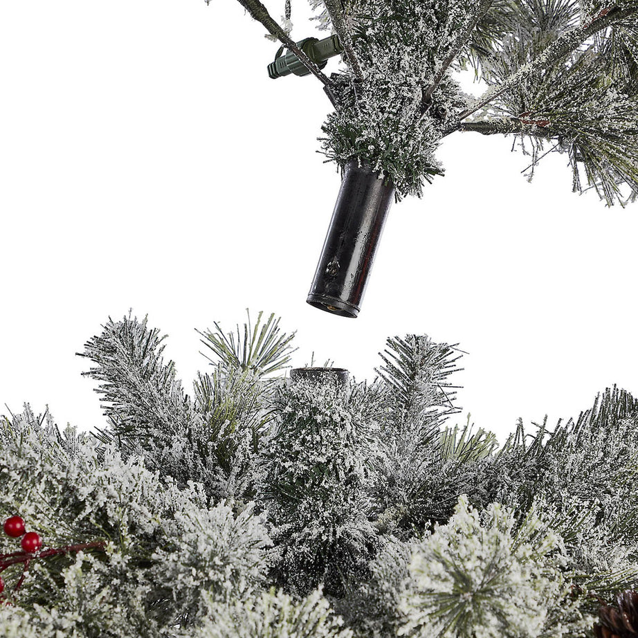 Christmas Tree Artificial Pre-Lit Warm White LED Berries Pine Cones Green 7.6ft - Image 7