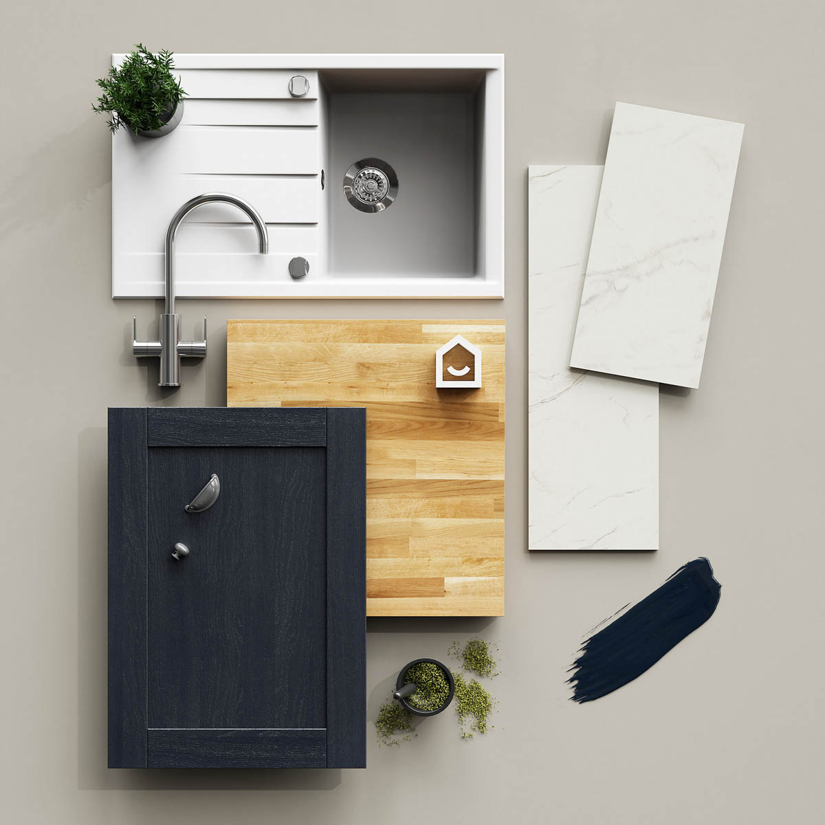 Alpinia Kitchen Cabinet Wall Door Tall Matt Midnight Navy Wood Effect W150 H895 - Image 2