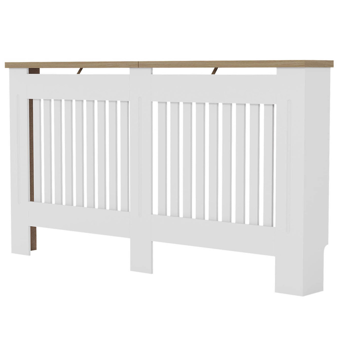 Benfield Medium White Oak veneer Vertical Slat Radiator cover 830mm(H) 1520mm(W) 190mm(D) - Image 1