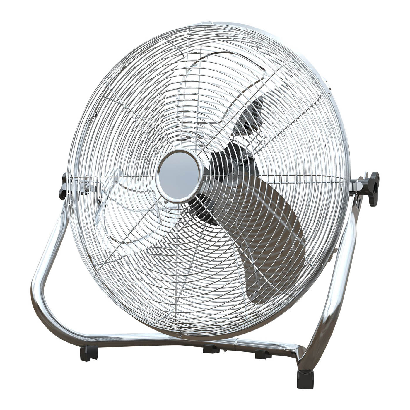 Tilt Industrial Fan 18" Metal Chrome 120W 3-speed 138° Powerful Airflow - Image 1