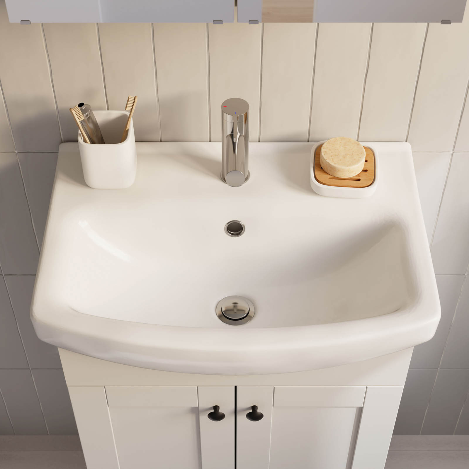 Kalena Matt Pebble Freestanding Vanity unit & basin set (W)550mm (H)874mm - Image 6