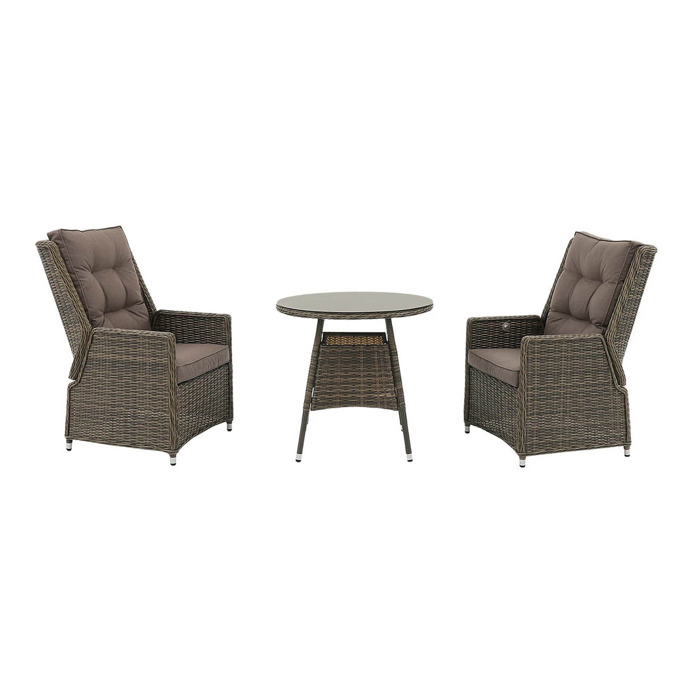 GoodHome Emali 2 Seater Bistro Set Brown Rattan Effect Patio Furniture - Image 1