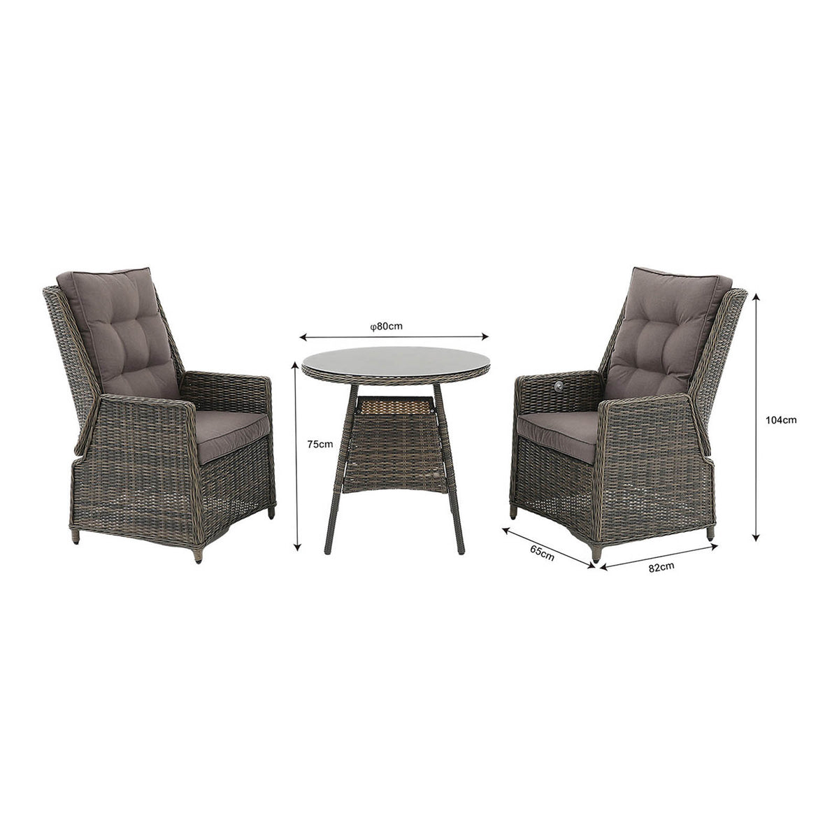 GoodHome Emali 2 Seater Bistro Set Brown Rattan Effect Patio Furniture - Image 5