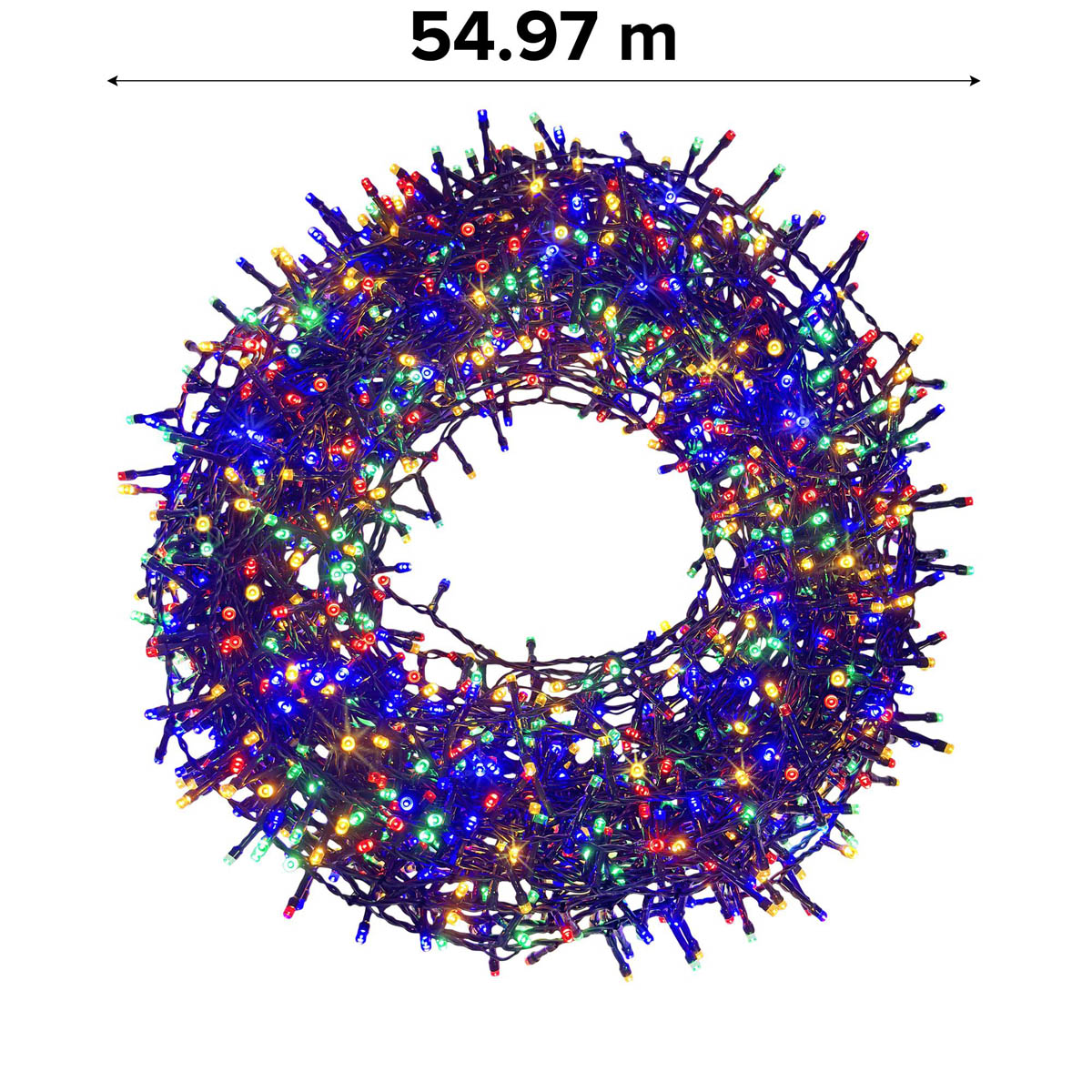 LED Christmas String lights 1500 Multicolour With timer function Green cable 44.9m - Image 3