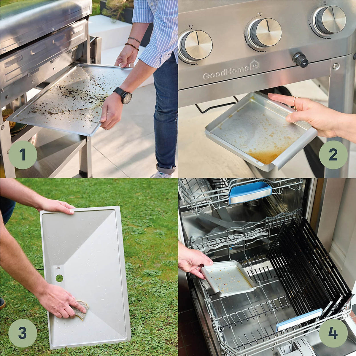 GoodHome Powell 4 Burner Gas BBQ Grill Stainless Steel Side Shelves - Image 3