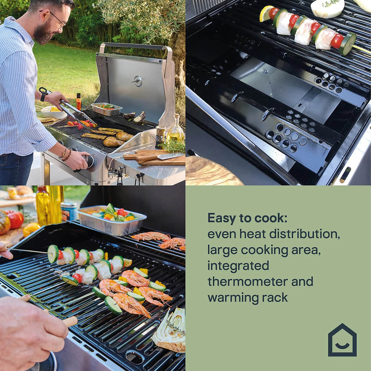 GoodHome Powell 4 Burner Gas BBQ Grill Stainless Steel Side Shelves - Image 5