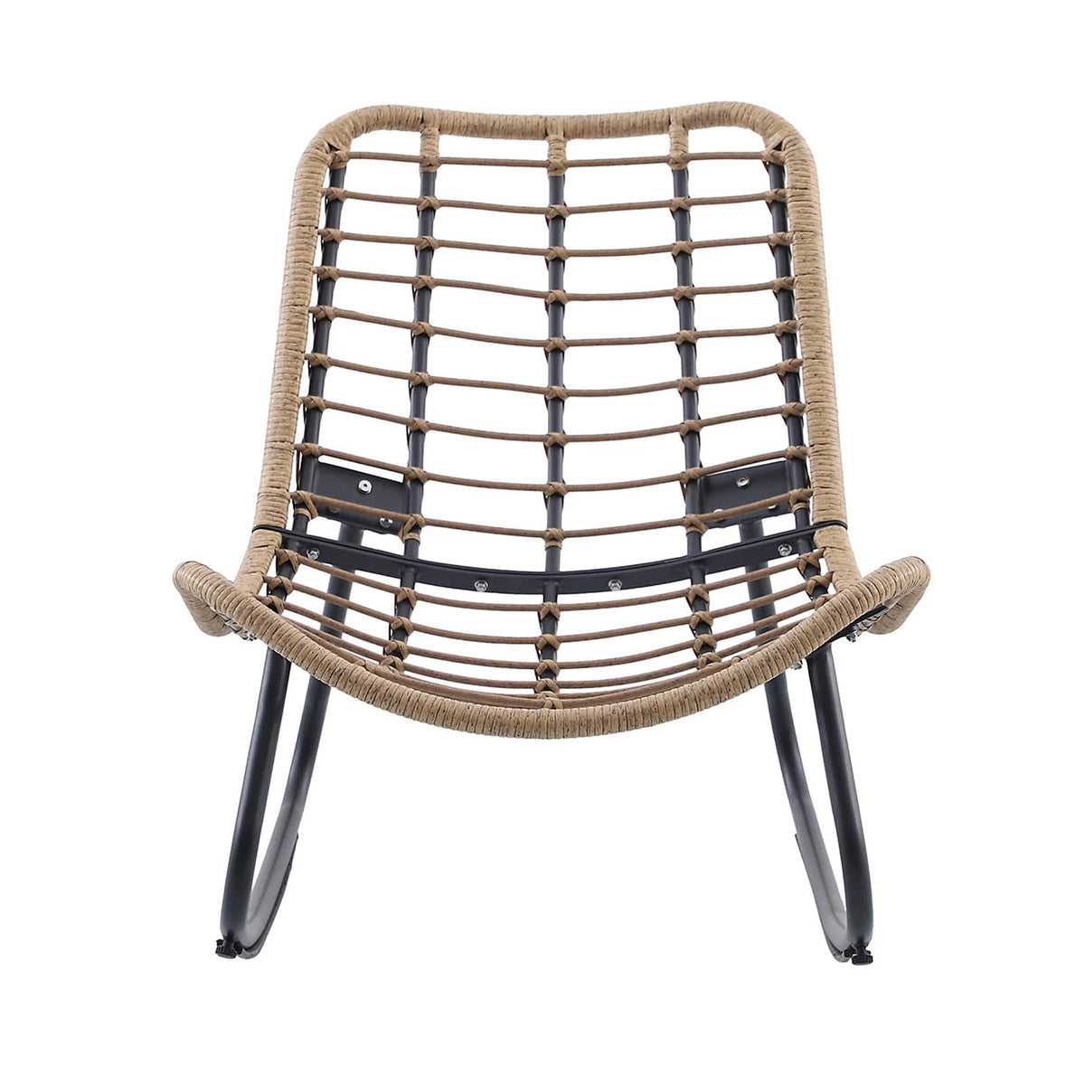 Rattan Effect Outdoor Rocking Chair Steel Frame Cushion Garden Patio - Image 4
