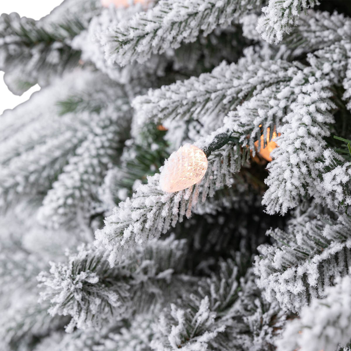 Christmas Tree Artificial Green LED Hinged Pre-lit Warm White Flocked Effect 7ft - Image 10