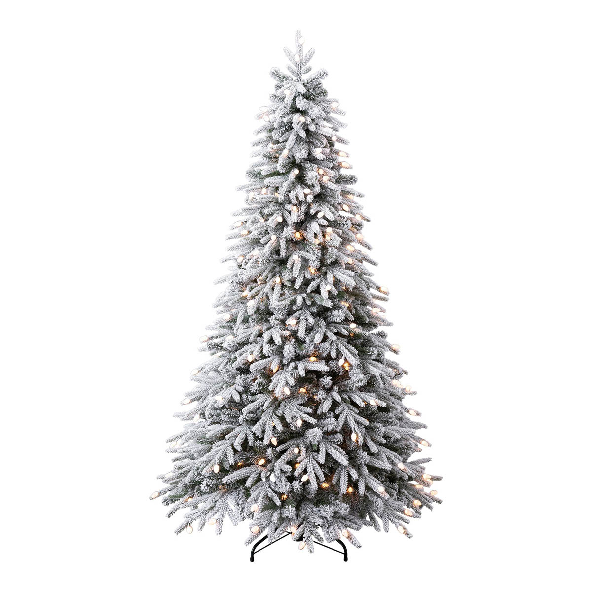 Christmas Tree Artificial Green LED Hinged Pre-lit Warm White Flocked Effect 7ft - Image 2