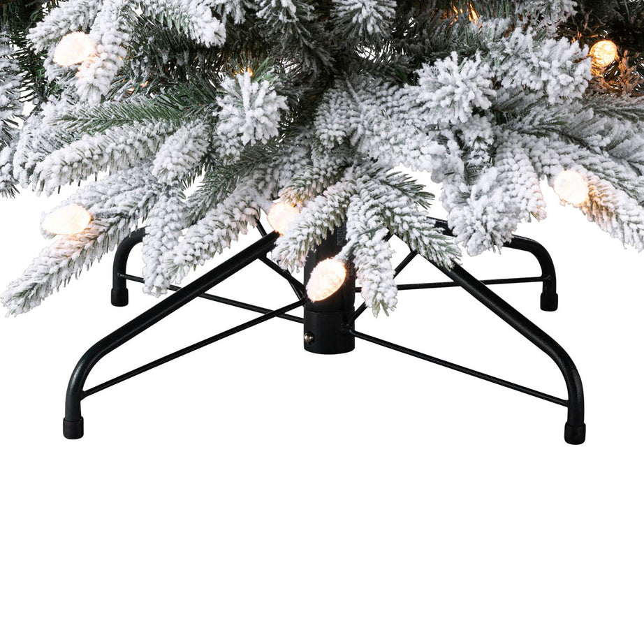 Christmas Tree Artificial Green LED Hinged Pre-lit Warm White Flocked Effect 7ft - Image 3