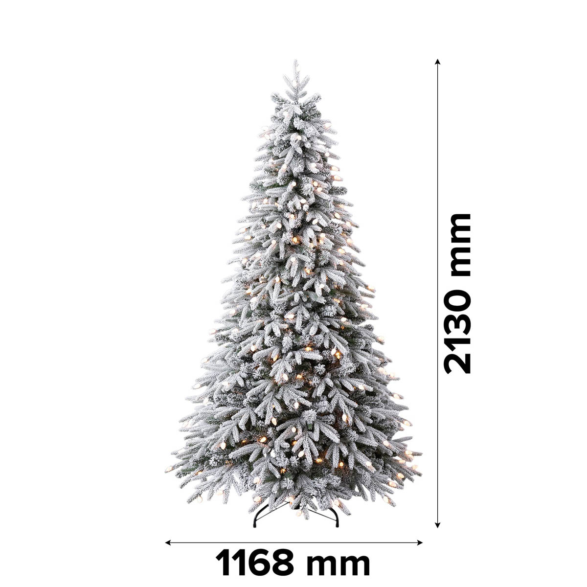 Christmas Tree Artificial Green LED Hinged Pre-lit Warm White Flocked Effect 7ft - Image 5