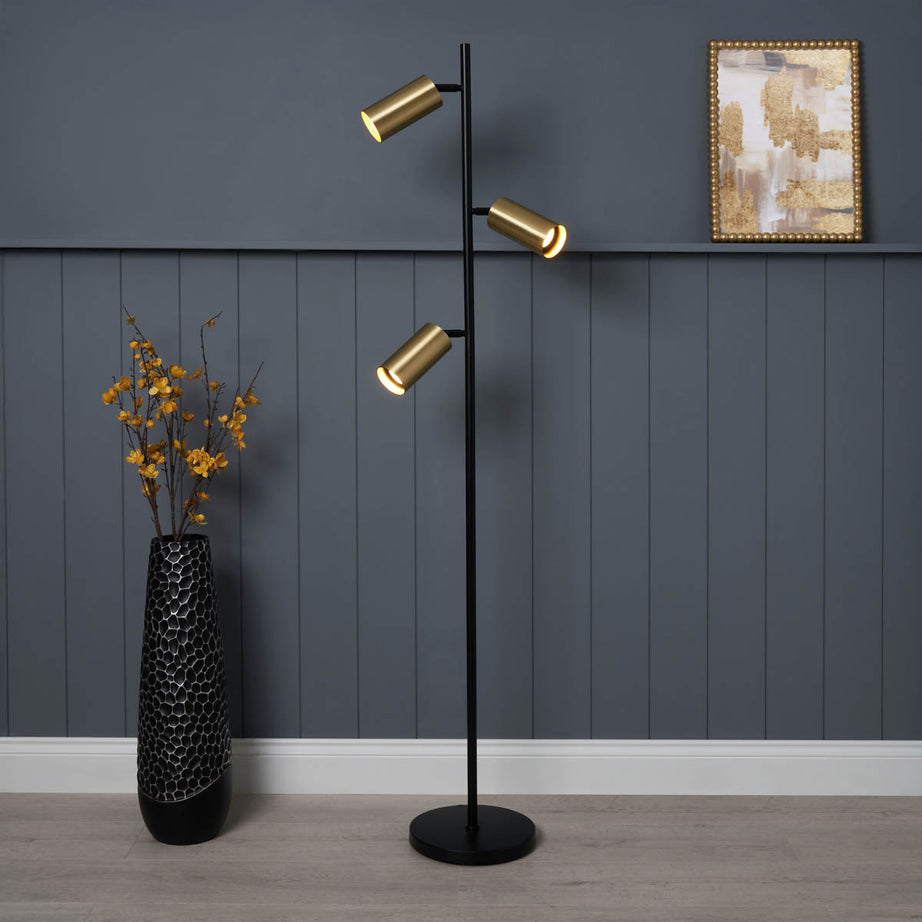Inlight Carana Matt Black Brass effect LED Floor lamp - Image 6