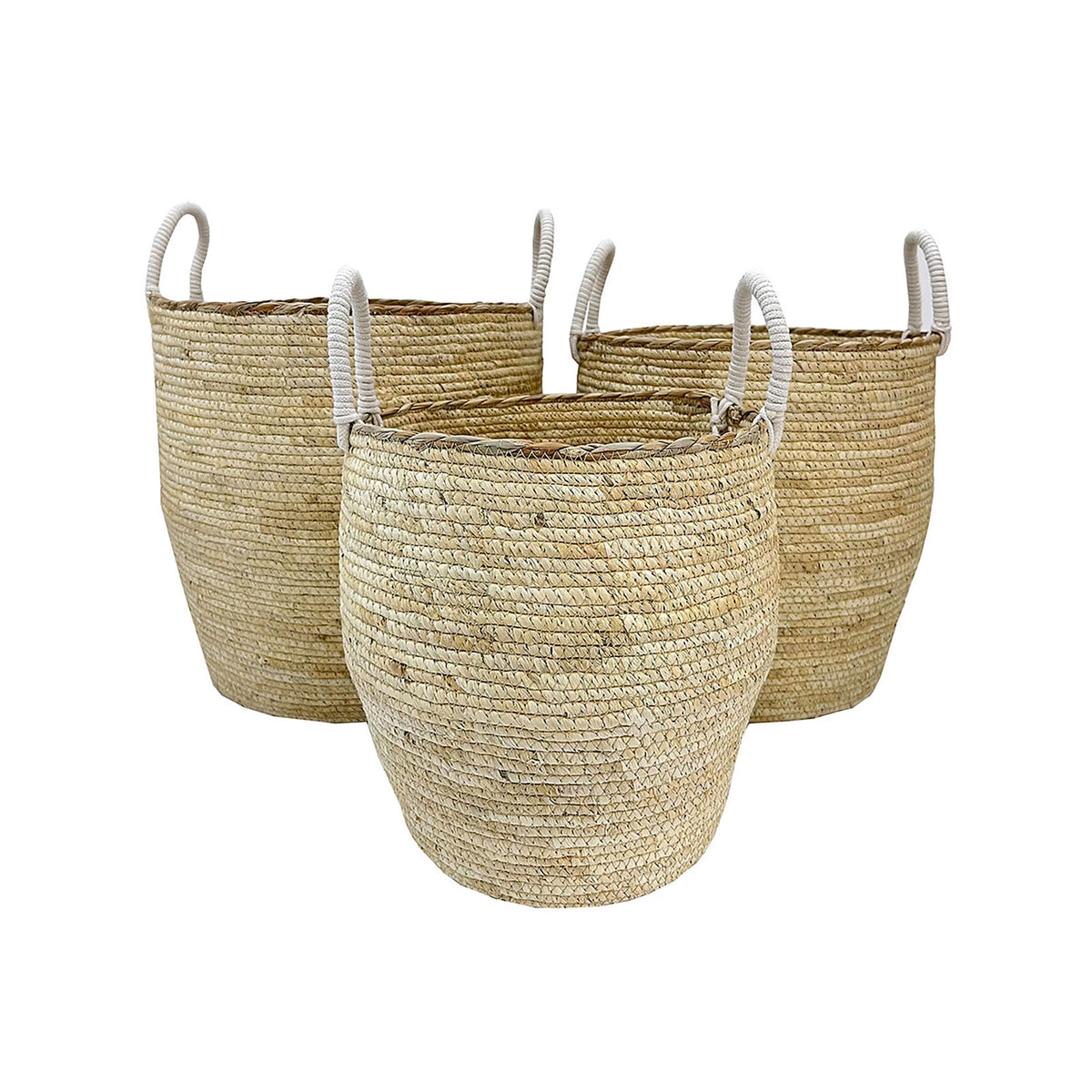 Natural Wicker Nestable Storage basket (H)40cm (W)41cm (D)41cm, Set of 3 - Image 1