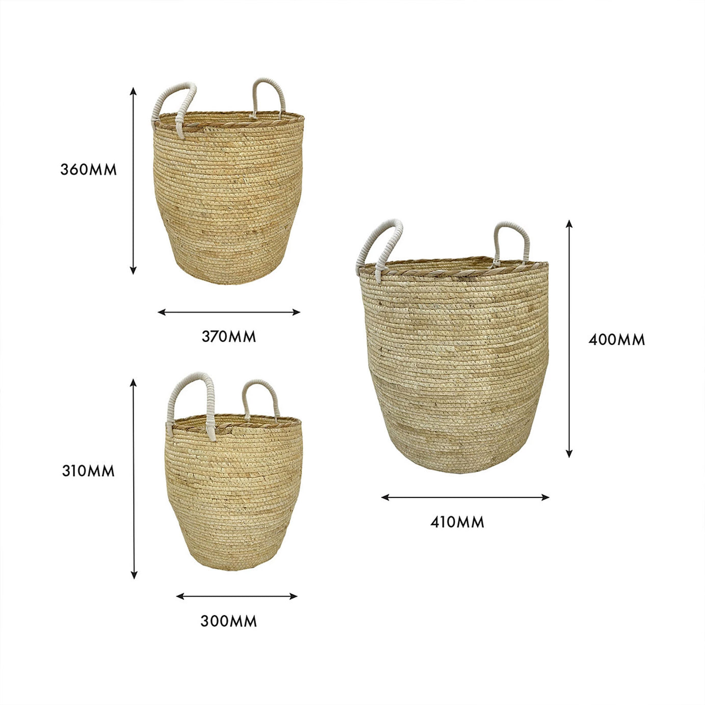 Natural Wicker Nestable Storage basket (H)40cm (W)41cm (D)41cm, Set of 3 - Image 3