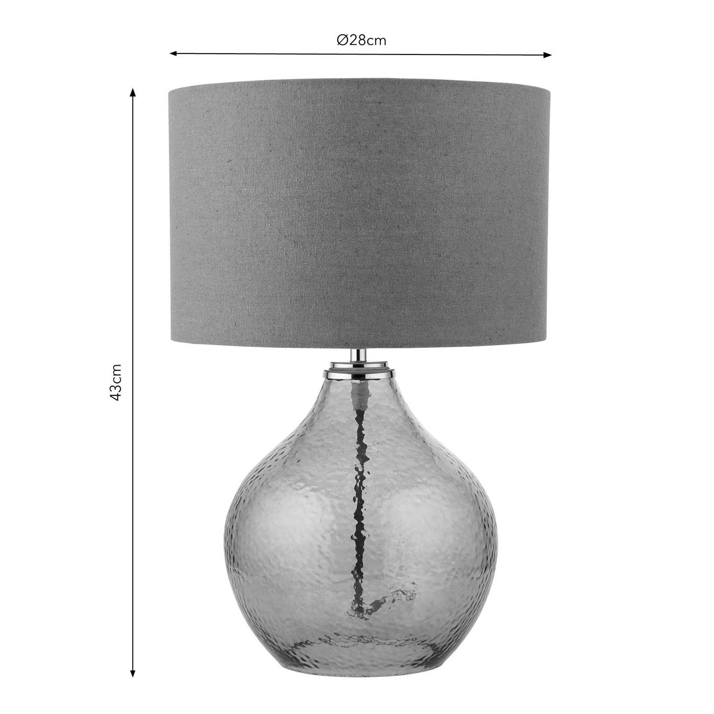 Table Lamp Smoke Grey Teardrop E14 Fabric Glass Bedroom Living Room Modern - Image 2