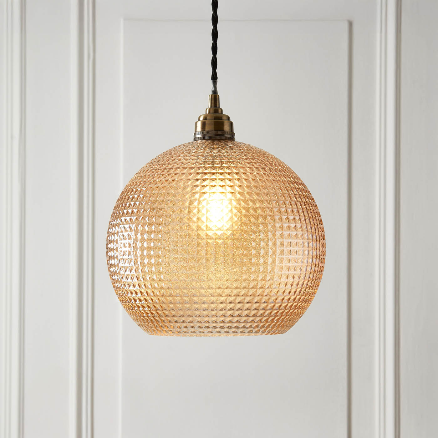 Harbour Studio Ceiling Light Shade Hemsby Champagne Textured Round (D)25cm - Image 1