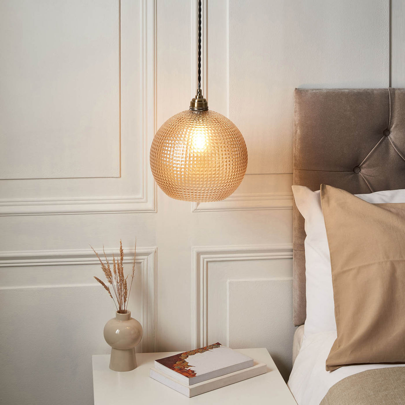 Harbour Studio Ceiling Light Shade Hemsby Champagne Textured Round (D)25cm - Image 4