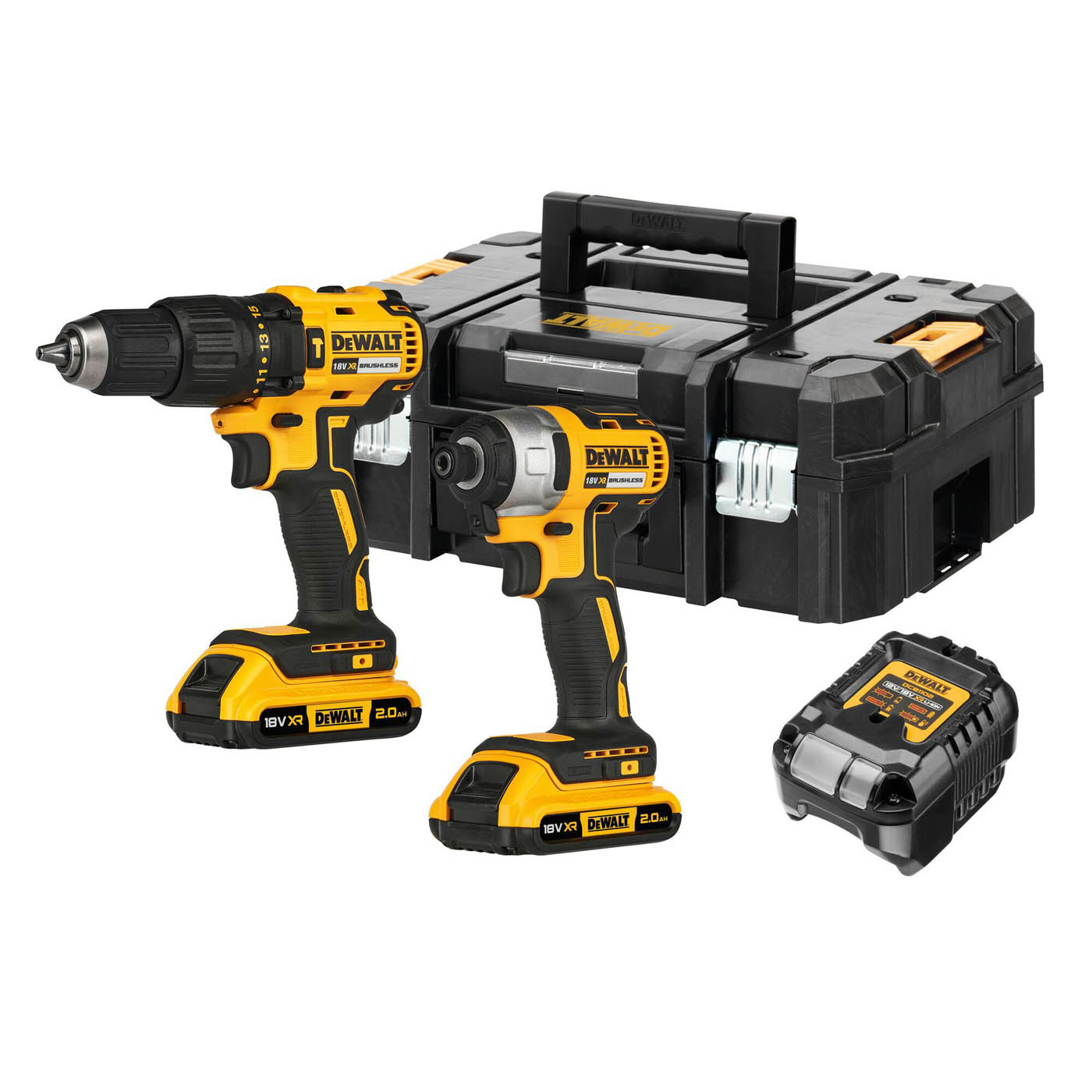 DeWalt Cordless Combi Drill & Impact Driver 18V Li-ion XR 2 x2Ah DCK2060D2T-BQGB - Image 1