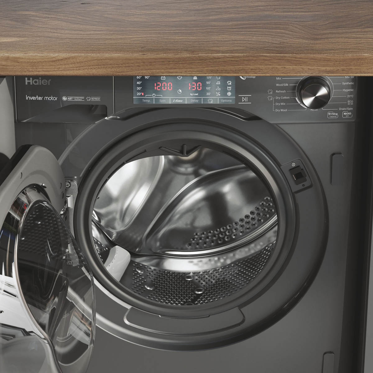 Haier Washer Dryer Built-in Condenser HWDQ90B416FWBRUK 9kg/5kg Grey 1600 rpm - Image 8