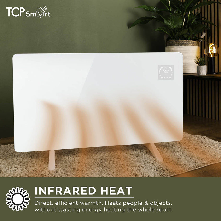TCP Smart Panel Heater Infrared Electric 600W Glass White Adjustable Thermostat - Image 5