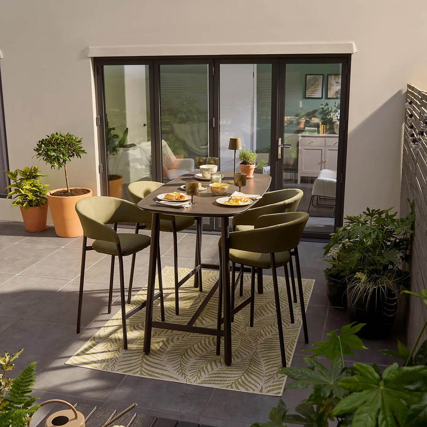 GoodHome Lucala 4 Seater Garden Dining Table Black Aluminium 152cm - Image 5