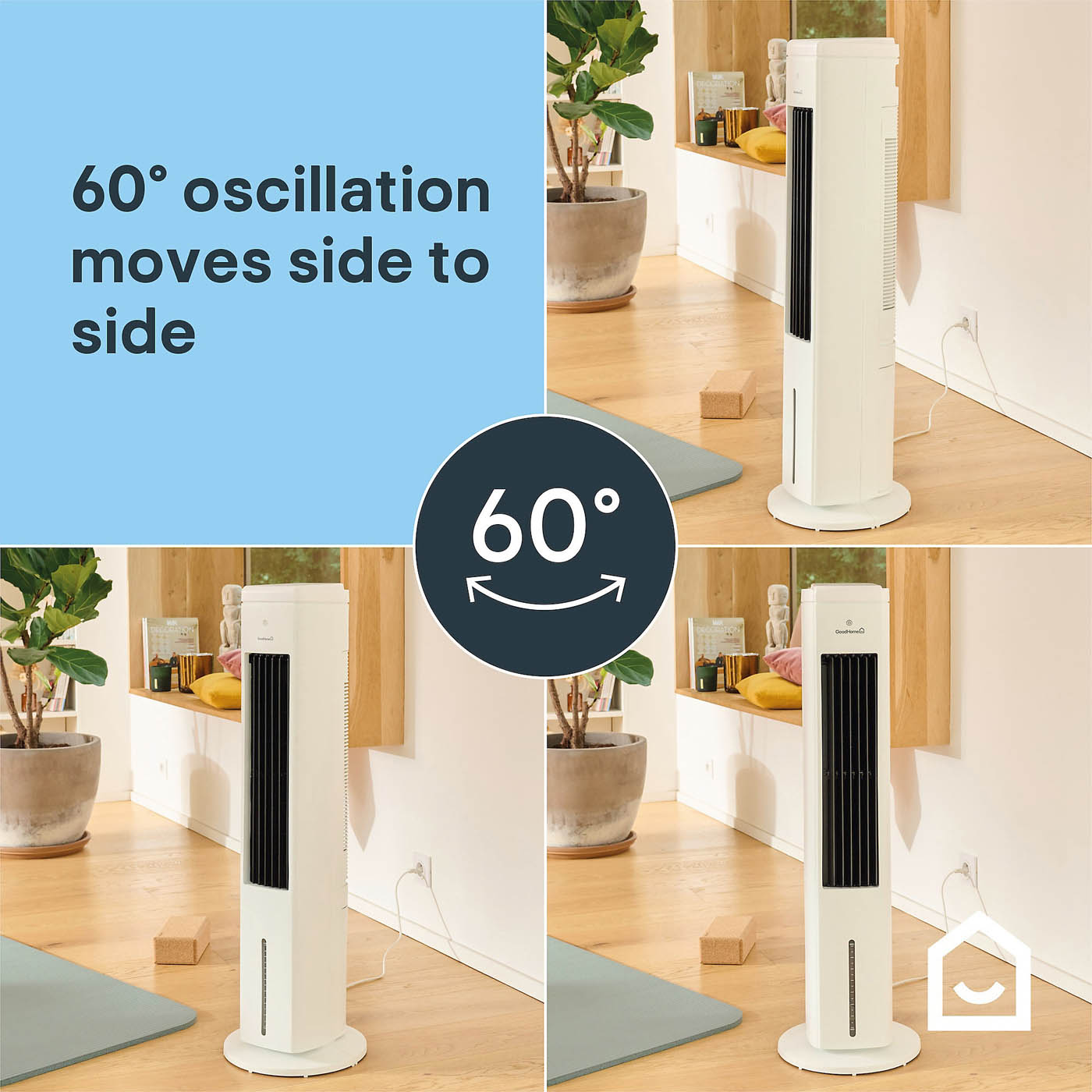 Portable Air Cooler White Remote Controlled Oscillation 6 speeds Timer 45W - Image 6