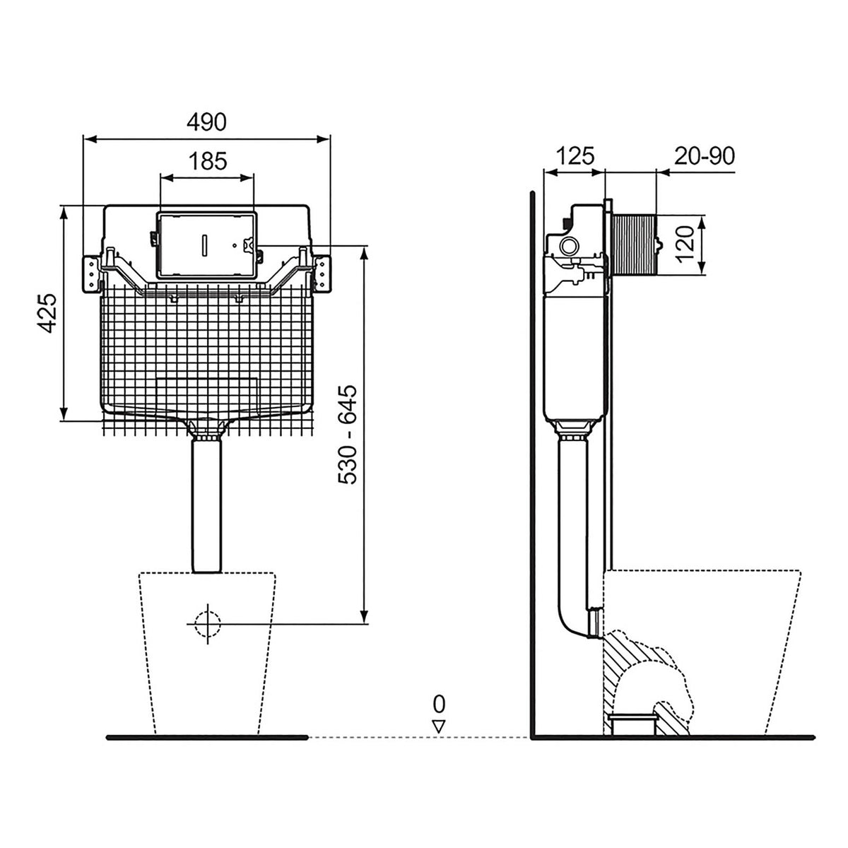 Ideal Standard Toilet Dual Cistern Concealed 4.5/3L Top Inlet Bathroom WC Slim - Image 2