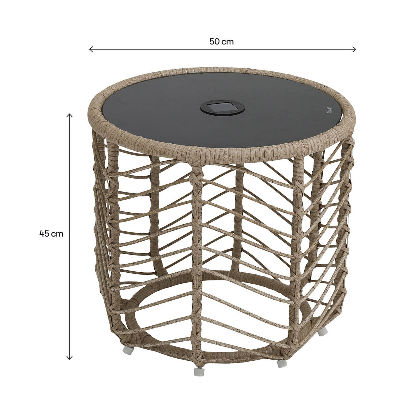 GoodHome Omalos Rattan effect Beige Round Side table - Solar-powered - Image 5