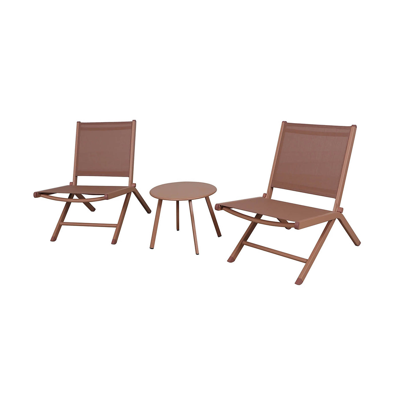 Metal Bistro Set Pink 2 Seater Foldable Garden Table & Chairs - Image 1