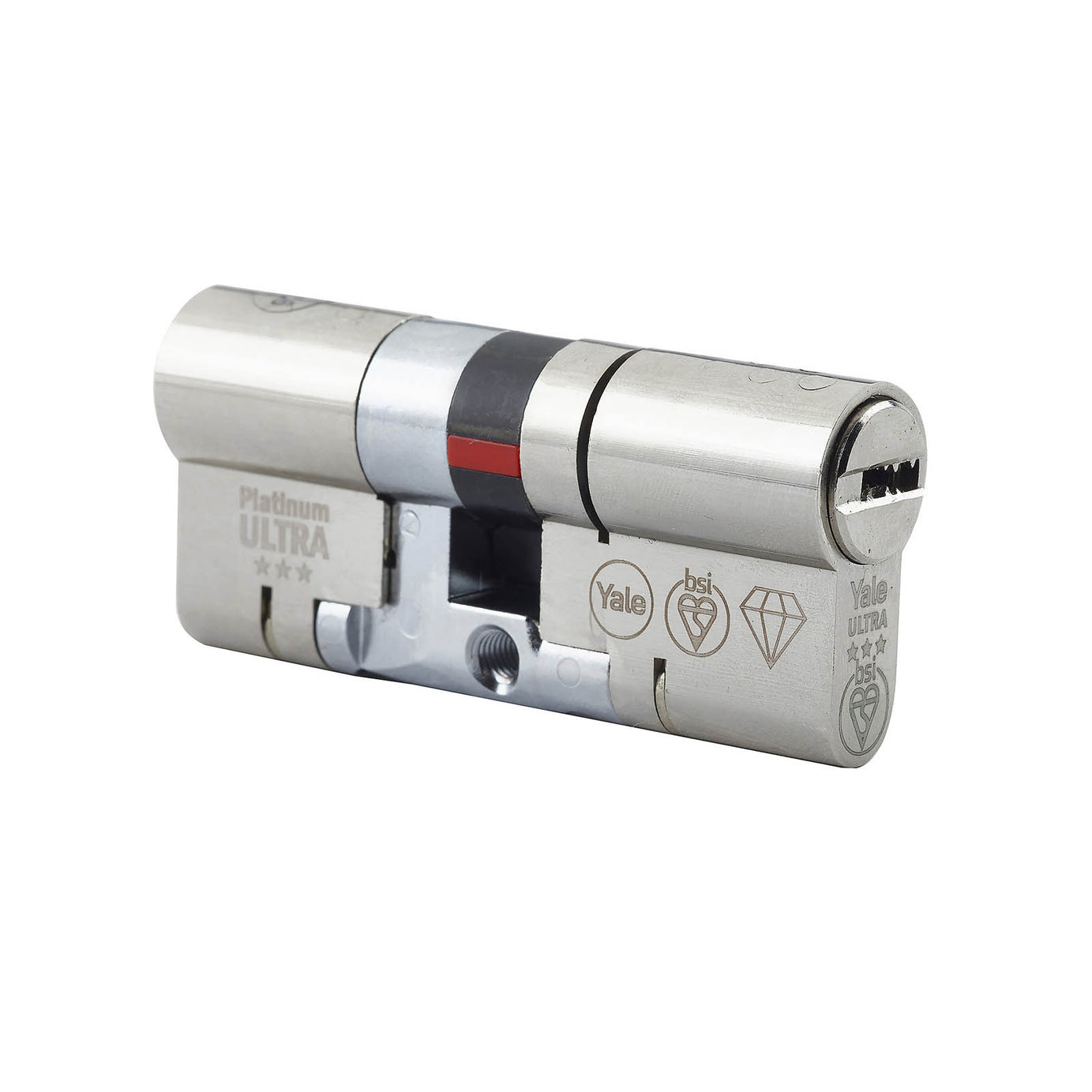 Yale Platinum ultra 3 star Nickel effect 45/50 Double Euro Cylinder lock - Image 5