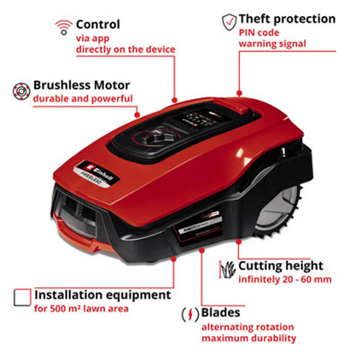 Einhell Robot Lawnmower FREELEXO 500 Smart Battery Auto Charging 500m² 18V - Image 2