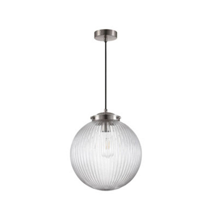 Ceiling Light Pendant Dome Glass Satin Silver Finish Indoor E27 Adjustable - Image 3