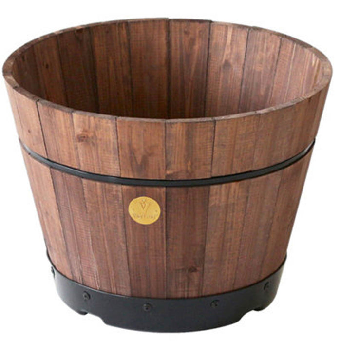 Medium Barrel Garden Planter Build-A-Barrel Kit Dark Brown Outdoor Weatherproof - Image 1