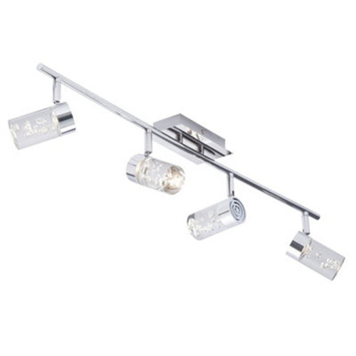 Ceiling Spotlight Bar Chrome 4 Way Bathroom LED Cool White 1480lm Indoor 50W - Image 1