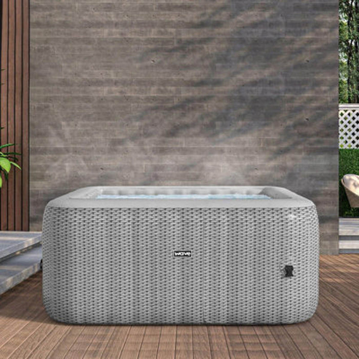 Hot Tub Inflatable 4 Person Square 95 Massaging Air Jets Grey Rattan SPA Pool - Image 4
