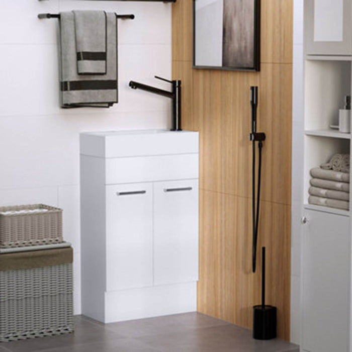 Bathroom Sink Base Cabinet Vanity Unit Basin Ceramic Two Doors White Modern - Image 1