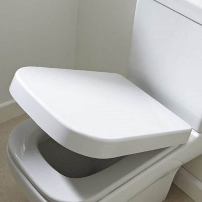 Toilet Seat Square Wrap Over Soft Close White WC Bathroom Modern Durable Plastic - Image 3