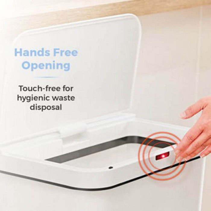 Kitchen Bin Rectangular Sensor White Automatic Closing Touchless Waste Trash 50L - Image 2