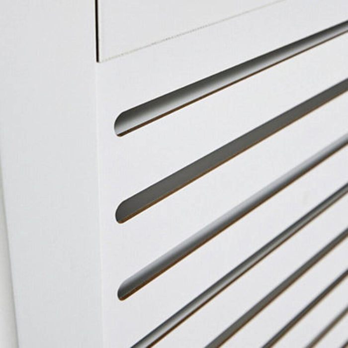 Radiator Cover White Medium Wooden Grill Cabinet Shelf Horizontal Slat Modern - Image 2
