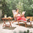 Sun Lounger Folding Chair Removable Footstool Foldable Reclining Grey Hardwood - Image 2