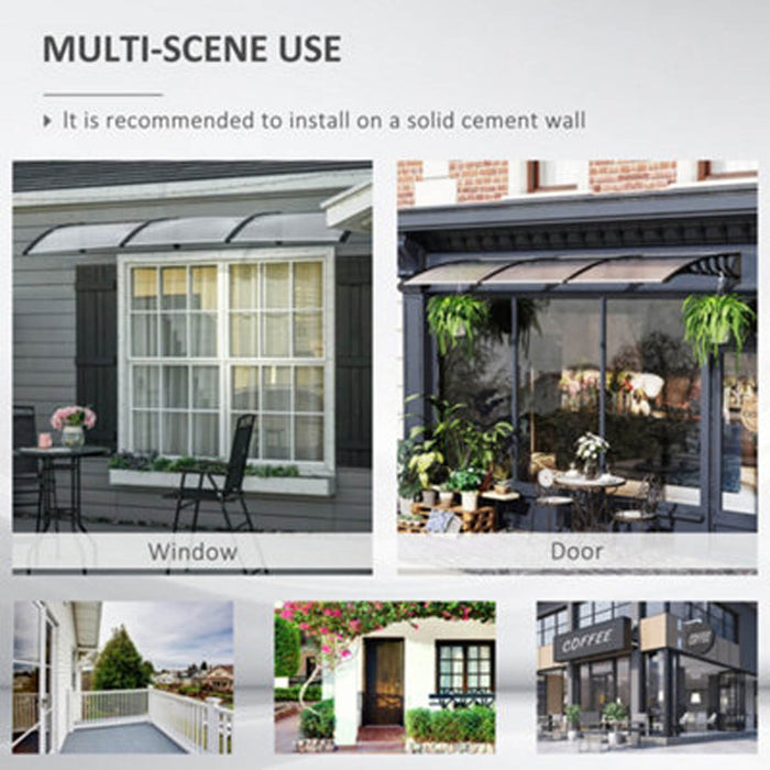 Outsunny Door Canopy Outdoor Awning Rain Shelter for Window Porch Clear 300x96cm - Image 2