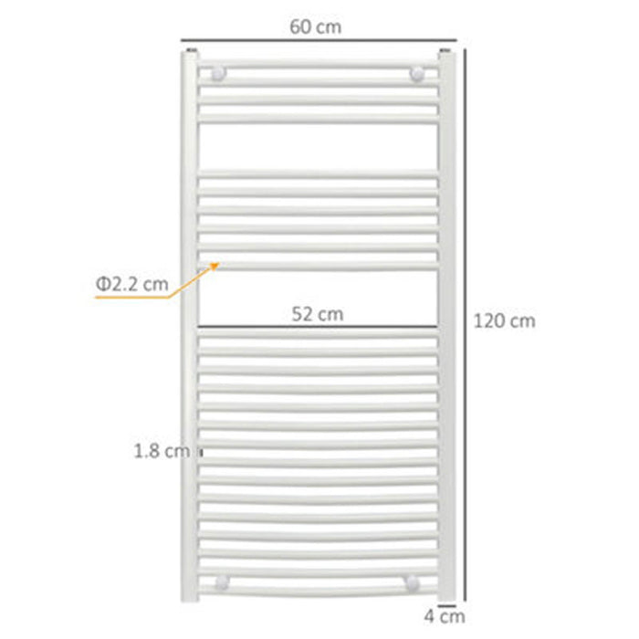 Towel Radiator Rail Heated Ladder Bathroom Warmer White (W)600x(H)1200mm - Image 3