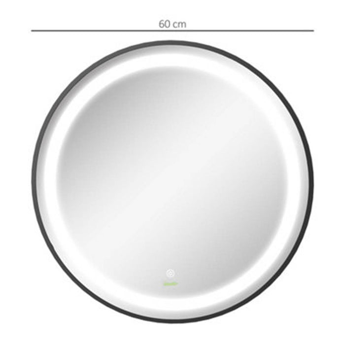 Bathroom Mirror Wall Mounted Round LED 3 Light Colours 2600Lm Black Framed 60cm - Image 3