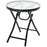 Outdoor Coffee Table Small Round Garden Folding Sturdy Black Metal Glass Top - Image 1