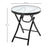 Outdoor Coffee Table Small Round Garden Folding Sturdy Black Metal Glass Top - Image 3