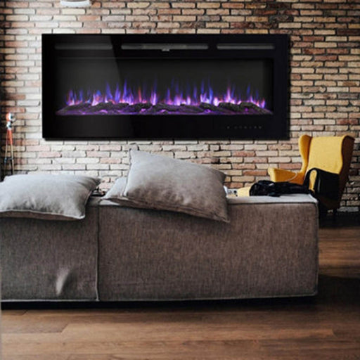 Electric Fireplace Wall Mounted/Inset 9 Colours Timer Black 50'' Heater 1.8kW - Image 1