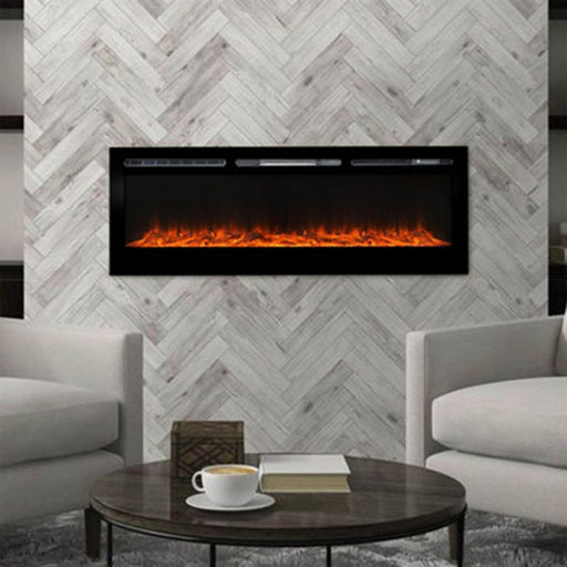 Electric Fireplace Wall Mounted/Recessed Black LED 12 Colour Indoor Heater 50'' - Image 1