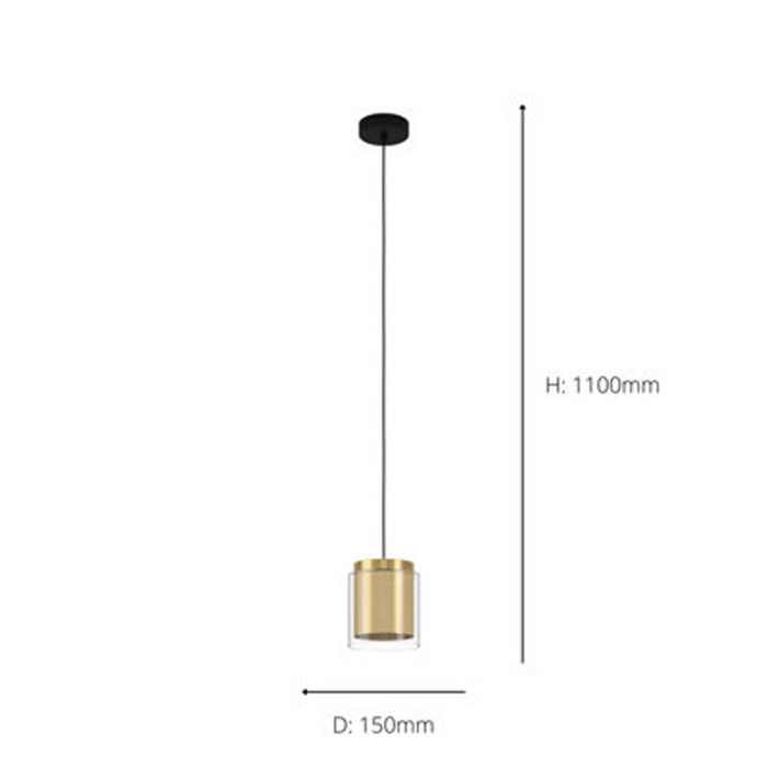 Ceiling Light Pendant 1 Way Brass Clear Glass Indoor E27 Modern Adjustable 40W - Image 2